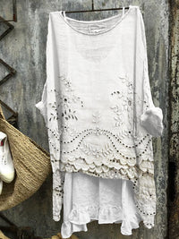 Claudia | Elegant Eyelet Printed  Summer Top