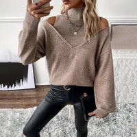 Analia | Women's Off-Shoulder Turtleneck Knit Sweater
