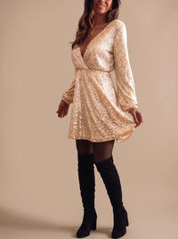 Marina | Flattering Long Sleeve Style Sequin Party Dress
