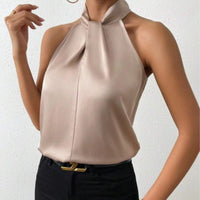 Natalie | Elegant Satin Halter Neck Silk Top