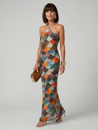 Sofia | Fitted Scale Pattern Maxi Dress