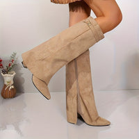Maliyah | Suede-Look Pointed Toe Knee High Boots For Woman