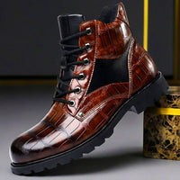 Atlas | Urban Style Embossed Leather Boots with Cushioned Insoles