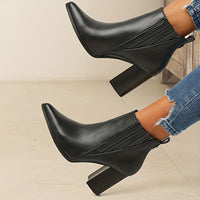 Averie | Modern Pointed Toe Square Heel Ankle Boots
