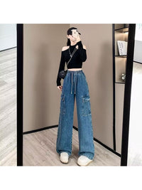 Adeline | Women's Casual Denim Cargo Pants with Elastic Waist