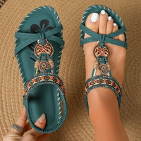 Isadora | Women's Boho Beaded Orthopedic Flat Strap Sandals