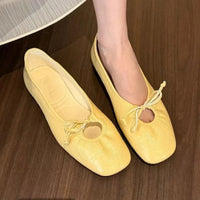 Eloise | Square-Toe Scrunch Ballet Loafer with Bow Accent