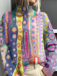 Angelica | Vibrant And Artistic Turtleneck Knit Sweater