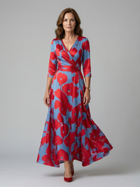 Chloe | Cross Wrap Neck Midi Dress