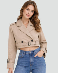Camilla | Women's Cropped Tailored Double-Breasted Trench Coat