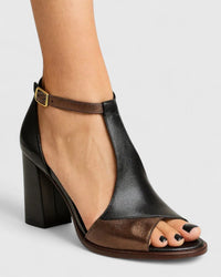 Adeline | Modern Elastic T-Strap Block Heels