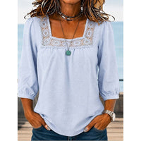Elise | Lace-Trimmed Square Neck Blouse