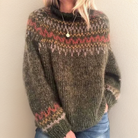 Milena | Retro Wave Pattern Turtleneck Knit Sweater