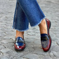 Clara | Chic Glossy Contrast Penny Loafers