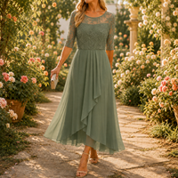 Avery | Embroidered Lace Bodice Midi Dress for Weddings