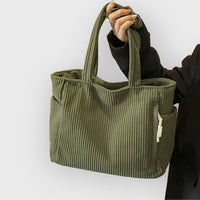 Cami | Spacious Design with Rope Accents Corduroy Tote Bag
