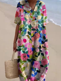 Victoria | Short Sleeve Floral Midi Dress