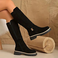 Lucienne | Chic Lug Sole Buckle Accent Knee High Boots