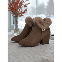 Natalie | Fur-Trimmed Block Heel Ankle Boots