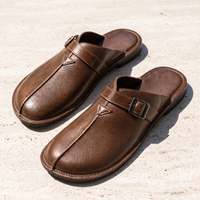 Hudson | Leather Mules with Sculpted Buckle Detail