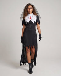 Lucia | Flowing Cloak Spooky Nun Halloween Dress