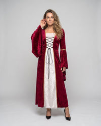 Lydia | Red-and-Gold Wide-Sleeve Historical Costume Dress