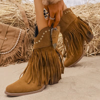 Sabrina | Stylish And Studded Fringe Cowboy Boots