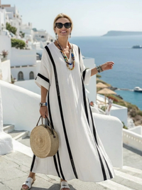 Stella | Short Sleeve Color Block Striped Maxi Dress