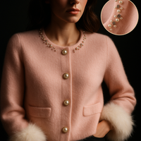 Zoey | Cashmere Knit Cardigan with Akoya Pearls and Fur Trim