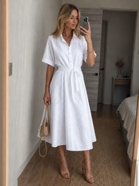 Naomi | Button-Front Waist Tie Midi Dress