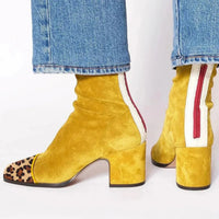 Martha | Statement Leopard-Toe Suede Block-Heel Ankle Boots