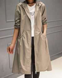 Isolde | Women's Hooded Waterproof Long A-Line Trench Coat