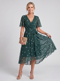 Mirella | Flutter Sleeve & Floral Print Midi Dress