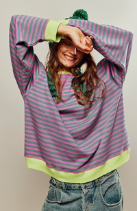 Eliana | Cozy And Playful Oversized Striped Sweater