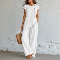 Juliette | Asymmetric Tunic Top with Wide Leg Pants Linen Set