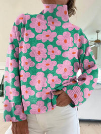 Alaiya | Cheerful And Stylish Floral Turtleneck Sweater