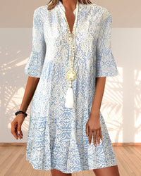 Celestine | Women's Bohemian Printed V-Neck Midi Tunic Dress