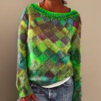 Clara | Statement Diamond Pattern Knitted Sweater