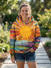 Valeria | Vibrant And Cheerful Sunrise Graphic Hoodie