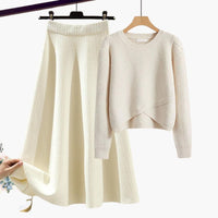 Nova | Elegant Ribbed Sweater & A-Line Skirt Set