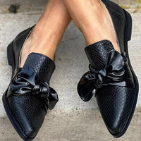 Melody | Elegant Shiny Bow Detail Loafers