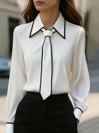 Aveline | Timeless Refined Contrast Tie Blouse