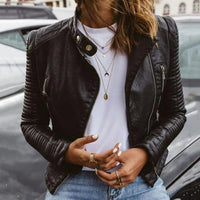 Elise | Confident And Polished Quilted Sleeve Leather Jacket