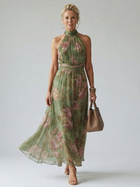 Valentina | Gathered Halter Midi Dress