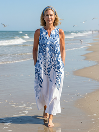 Eliana | Sleeveless Botanical Print Maxi Dress