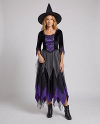 Skylar | Black-and-Purple Lace-Up Tulle Witch Costume