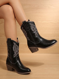 Charlotte | Embroidered Western Mid-Calf Block-Heel Cowboy Boots