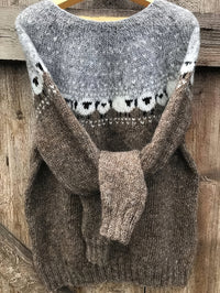 Nyomi | Nordic Sheep Pattern Chunky Knitted Sweater