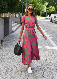 Athena | Bold Leopard Print V-Neck Wide Leg Jumpsuit