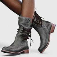 Rosalie | Women's Vintage Lace-Up Studded Knee-High Boots